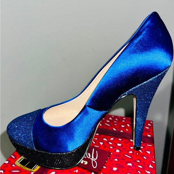 ESSENCE MENBUR STILETTO PLATFORM SHIMMERY BLUE SIZE 6 - Picture 6 of 6